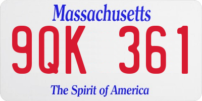 MA license plate 9QK361