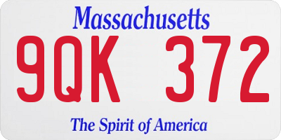MA license plate 9QK372