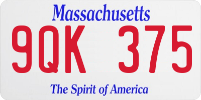 MA license plate 9QK375
