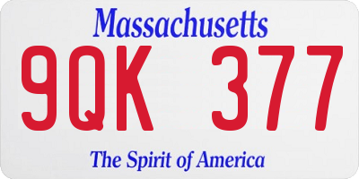 MA license plate 9QK377