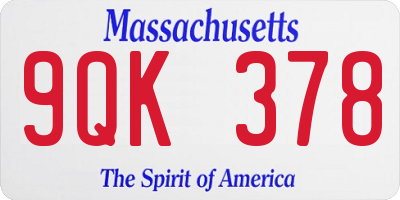 MA license plate 9QK378