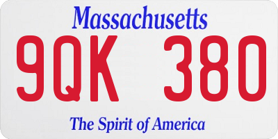 MA license plate 9QK380