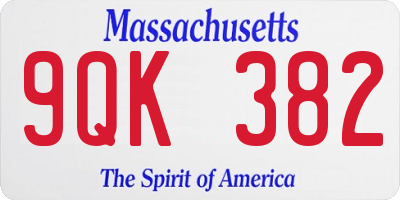MA license plate 9QK382