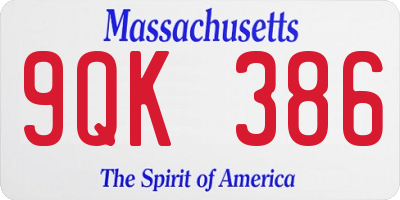 MA license plate 9QK386