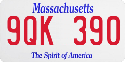 MA license plate 9QK390