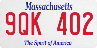 MA license plate 9QK402