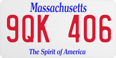 MA license plate 9QK406