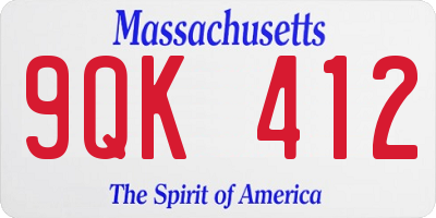 MA license plate 9QK412