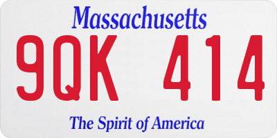 MA license plate 9QK414