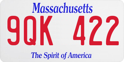 MA license plate 9QK422