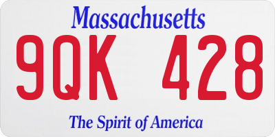 MA license plate 9QK428