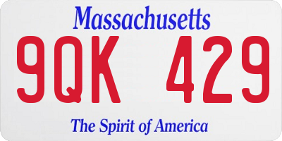 MA license plate 9QK429