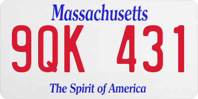 MA license plate 9QK431