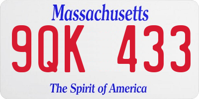 MA license plate 9QK433
