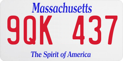 MA license plate 9QK437