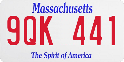 MA license plate 9QK441