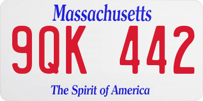 MA license plate 9QK442