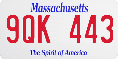 MA license plate 9QK443