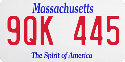 MA license plate 9QK445