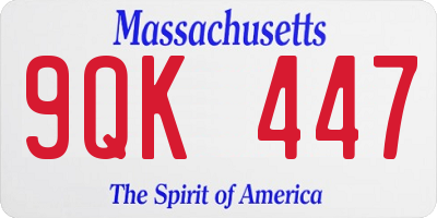 MA license plate 9QK447