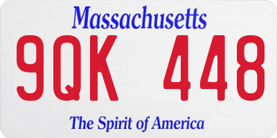 MA license plate 9QK448