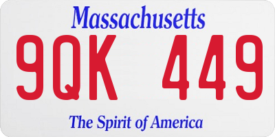 MA license plate 9QK449