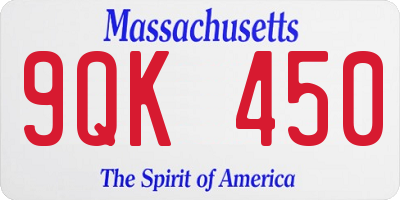 MA license plate 9QK450