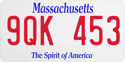 MA license plate 9QK453