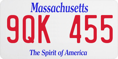 MA license plate 9QK455