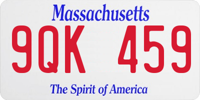 MA license plate 9QK459