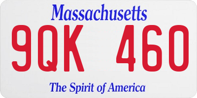 MA license plate 9QK460