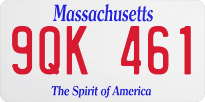 MA license plate 9QK461