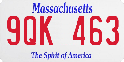 MA license plate 9QK463