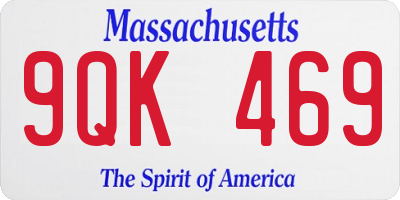 MA license plate 9QK469