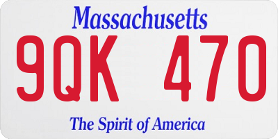 MA license plate 9QK470