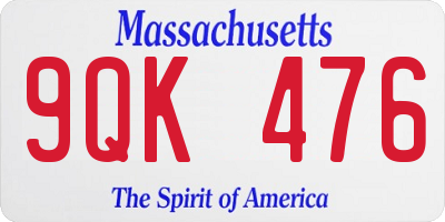 MA license plate 9QK476