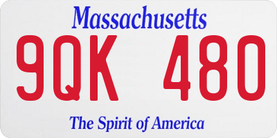 MA license plate 9QK480