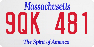 MA license plate 9QK481