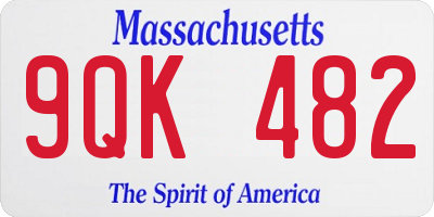 MA license plate 9QK482