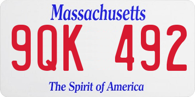 MA license plate 9QK492