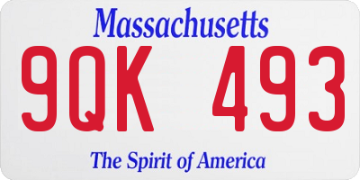 MA license plate 9QK493
