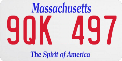 MA license plate 9QK497