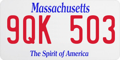 MA license plate 9QK503