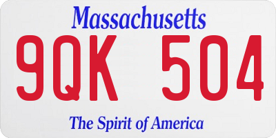 MA license plate 9QK504