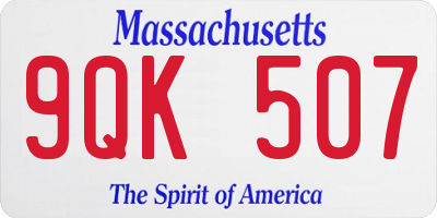 MA license plate 9QK507