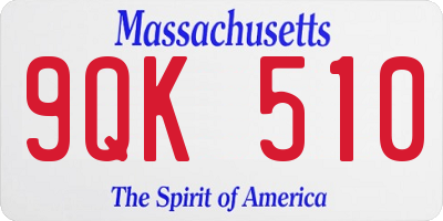 MA license plate 9QK510