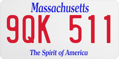 MA license plate 9QK511