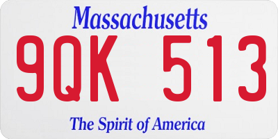 MA license plate 9QK513