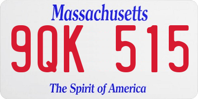 MA license plate 9QK515