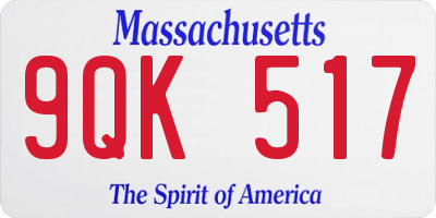 MA license plate 9QK517